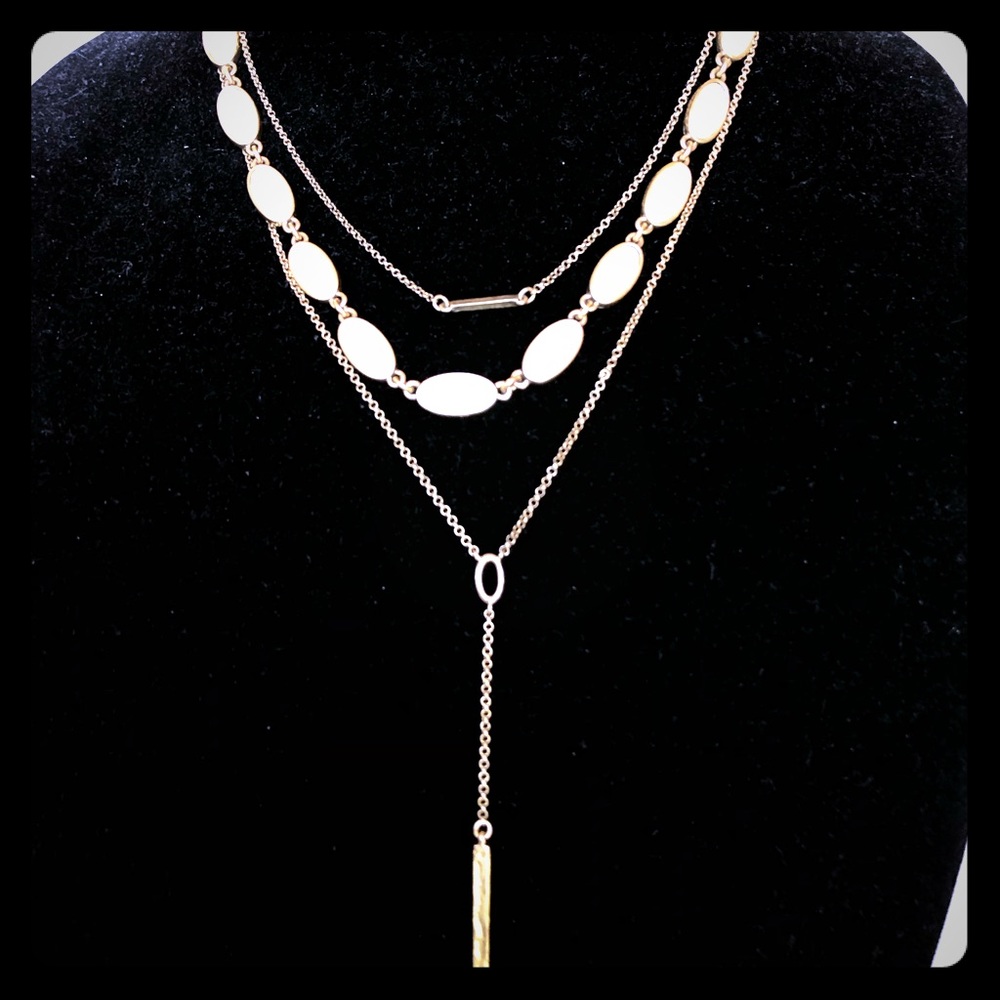 Lucky Brand Multi Layer Gold Opal Necklace